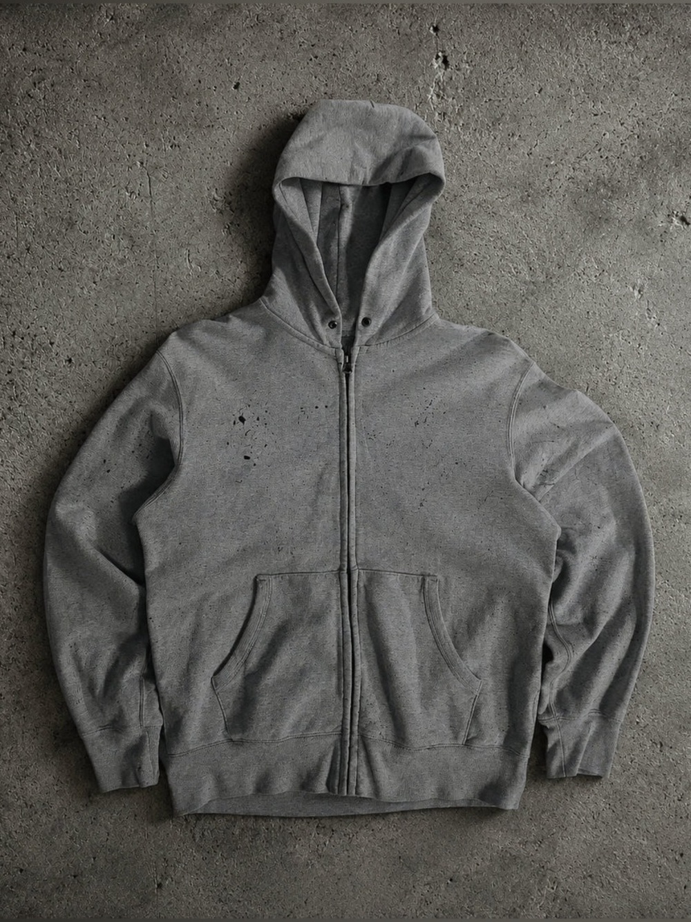 ABO Grey Graphic Zip Up Hoodie With Paint Splatters